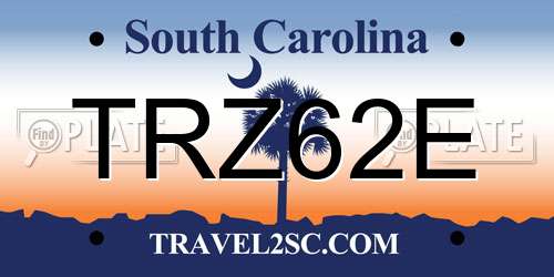 TRZ62E South Carolina License Plate