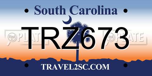 TRZ673 South Carolina License Plate