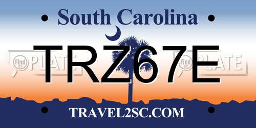 TRZ67E South Carolina License Plate