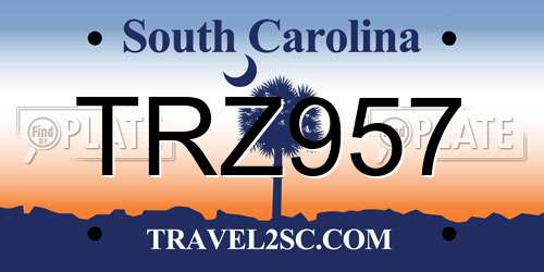 TRZ957 South Carolina License Plate