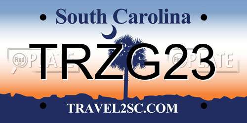 TRZG23 South Carolina License Plate