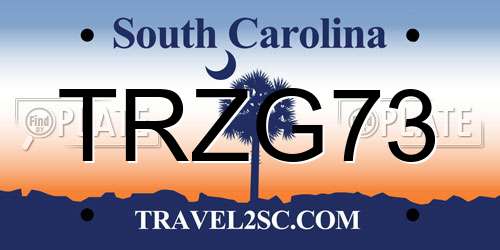 TRZG73 South Carolina License Plate