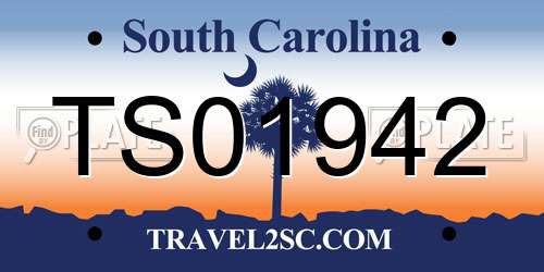 TS01942 South Carolina License Plate