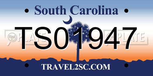 TS01947 South Carolina License Plate