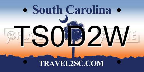TS0D2W South Carolina License Plate