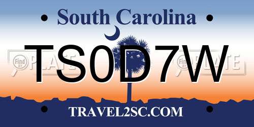 TS0D7W South Carolina License Plate