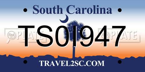 TS0I947 South Carolina License Plate