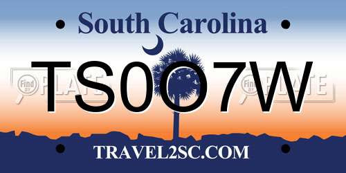 TS0O7W South Carolina License Plate