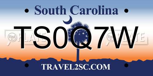 TS0Q7W South Carolina License Plate