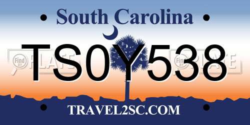 TS0Y538 South Carolina License Plate