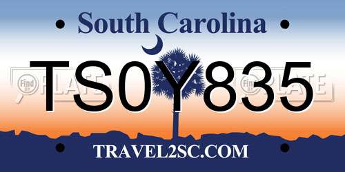 TS0Y835 South Carolina License Plate