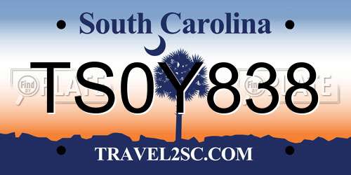 TS0Y838 South Carolina License Plate