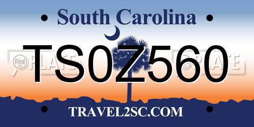 TS0Z560 South Carolina License Plate