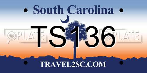 TS136 South Carolina License Plate