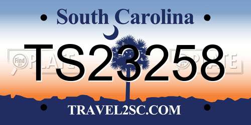 TS23258 South Carolina License Plate