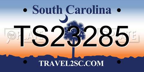 TS23285 South Carolina License Plate