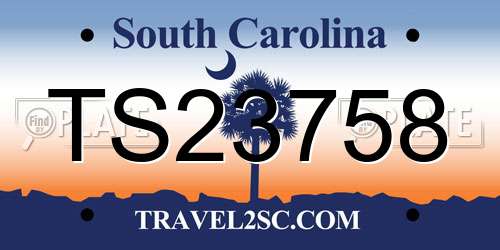 TS23758 South Carolina License Plate