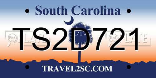 TS2D721 South Carolina License Plate