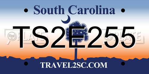TS2E255 South Carolina License Plate