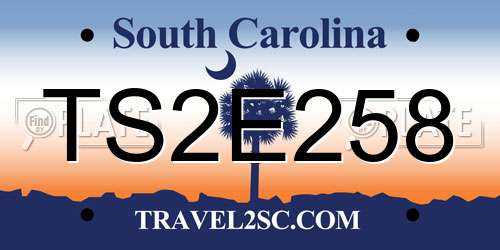 TS2E258 South Carolina License Plate