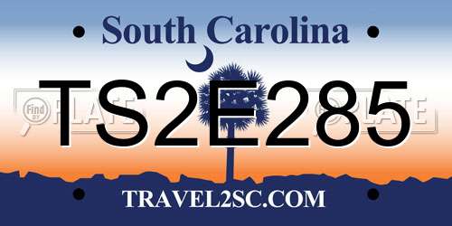 TS2E285 South Carolina License Plate