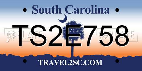 TS2E758 South Carolina License Plate
