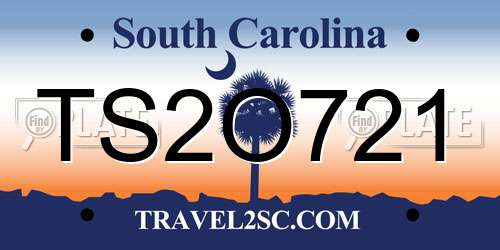 TS2O721 South Carolina License Plate