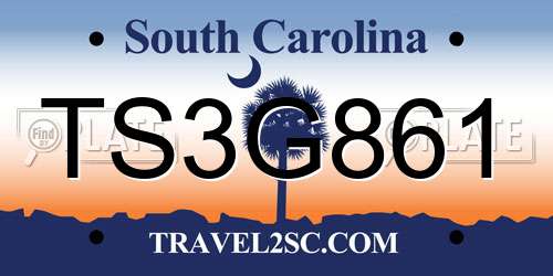 TS3G861 South Carolina License Plate