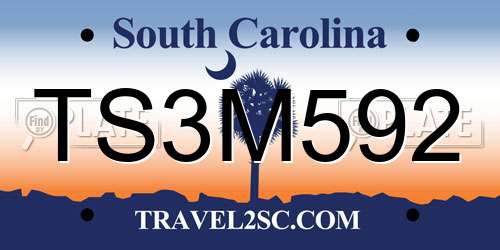 TS3M592 South Carolina License Plate