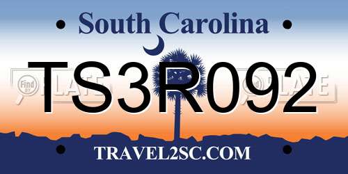 TS3R092 South Carolina License Plate