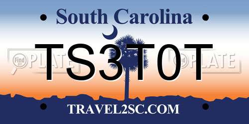 TS3T0T South Carolina License Plate