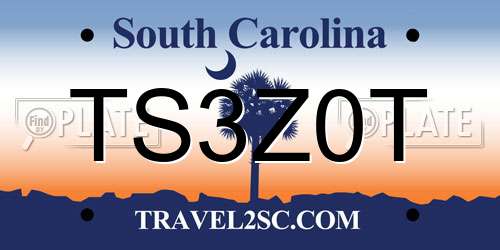 TS3Z0T South Carolina License Plate