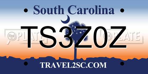 TS3Z0Z South Carolina License Plate
