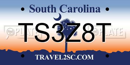 TS3Z8T South Carolina License Plate