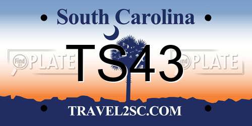 TS43 South Carolina License Plate