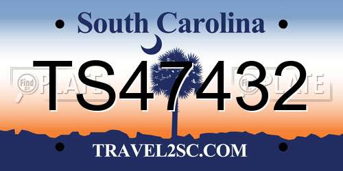 TS47432 South Carolina License Plate