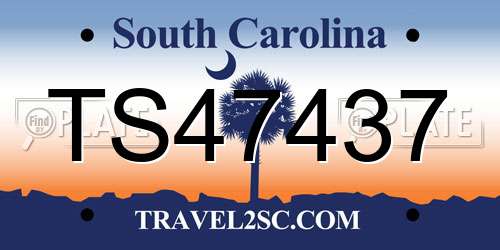 TS47437 South Carolina License Plate