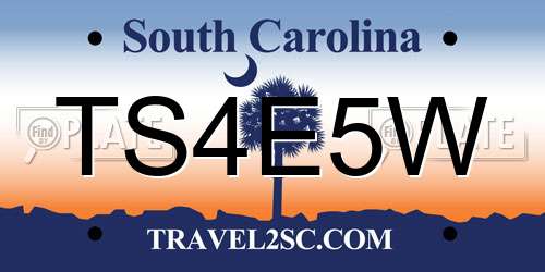 TS4E5W South Carolina License Plate