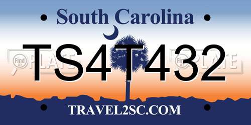 TS4T432 South Carolina License Plate