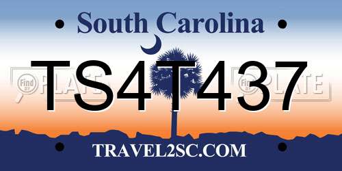 TS4T437 South Carolina License Plate