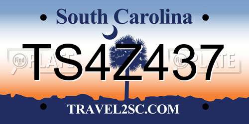 TS4Z437 South Carolina License Plate