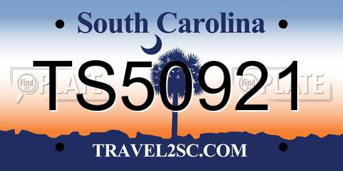 TS50921 South Carolina License Plate