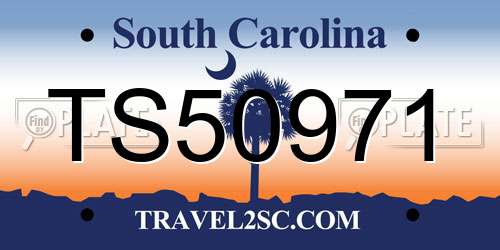 TS50971 South Carolina License Plate