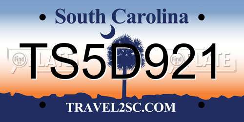 TS5D921 South Carolina License Plate