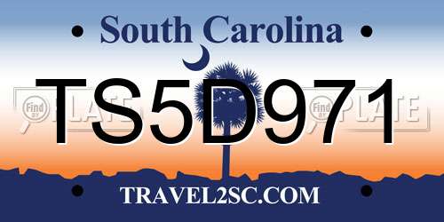 TS5D971 South Carolina License Plate