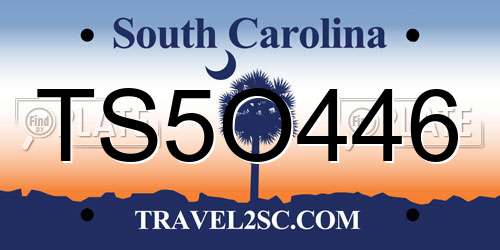TS5O446 South Carolina License Plate