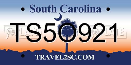TS5O921 South Carolina License Plate