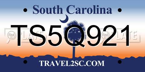 TS5Q921 South Carolina License Plate