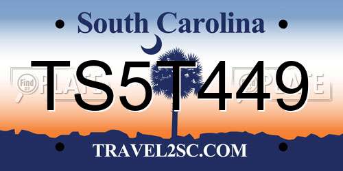 TS5T449 South Carolina License Plate