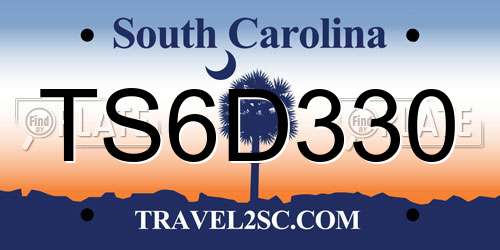 TS6D330 South Carolina License Plate